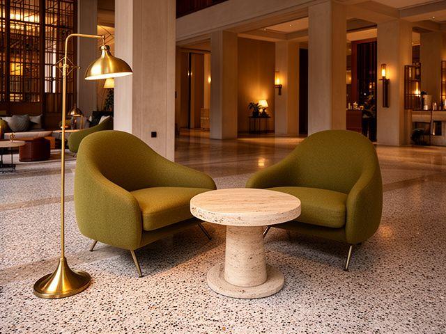 Boutique hotel lobby seating arrangement